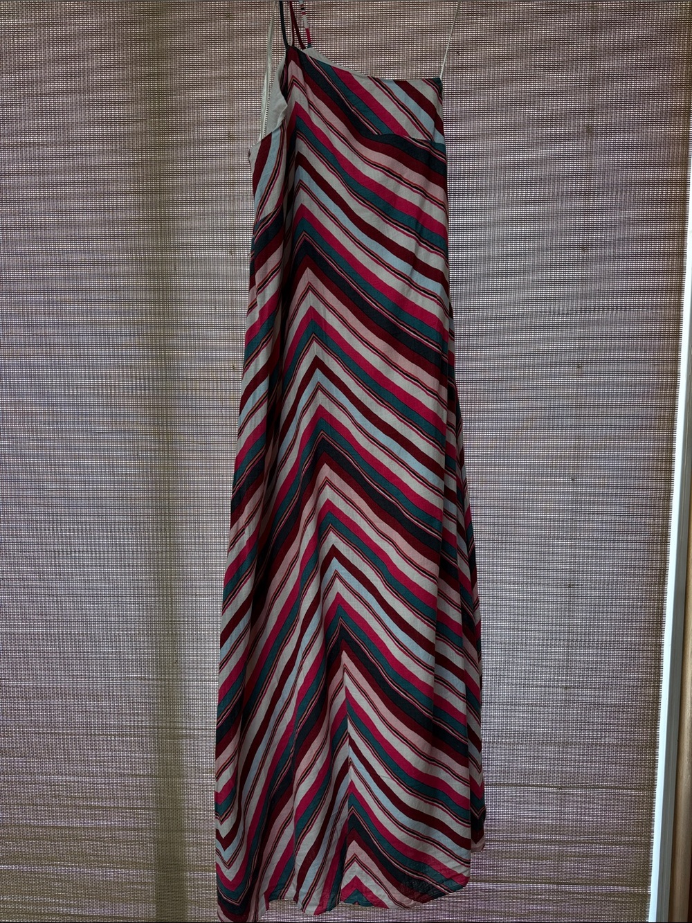 LOFT Striped Maxi Dress in Burgundy, Teal & Cream